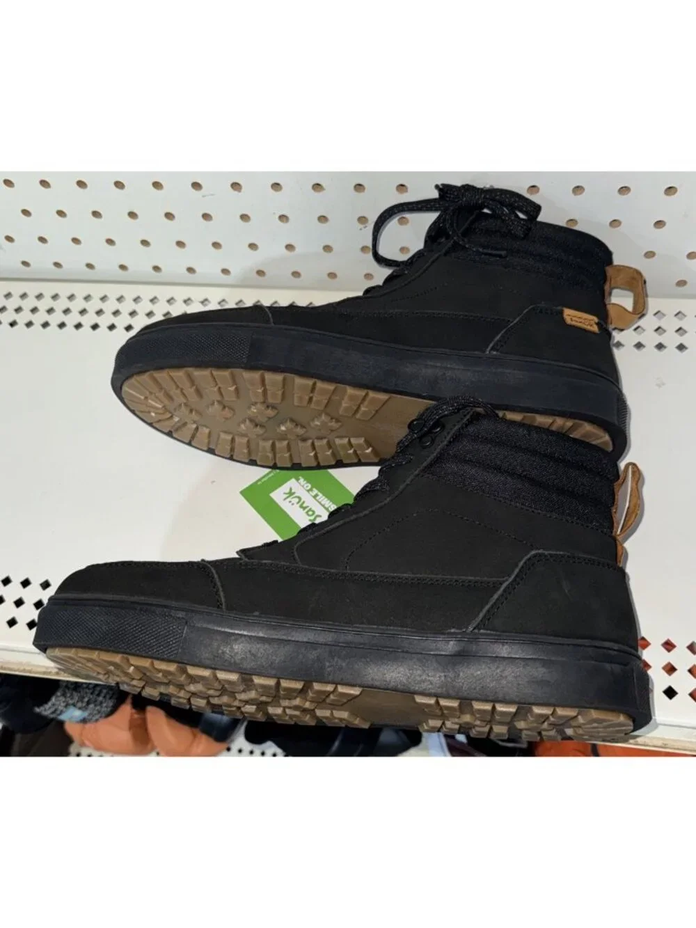 Sanuk Post Up Mens Leather Casual Lace Up Sneakerboots Boots Size 8 Black